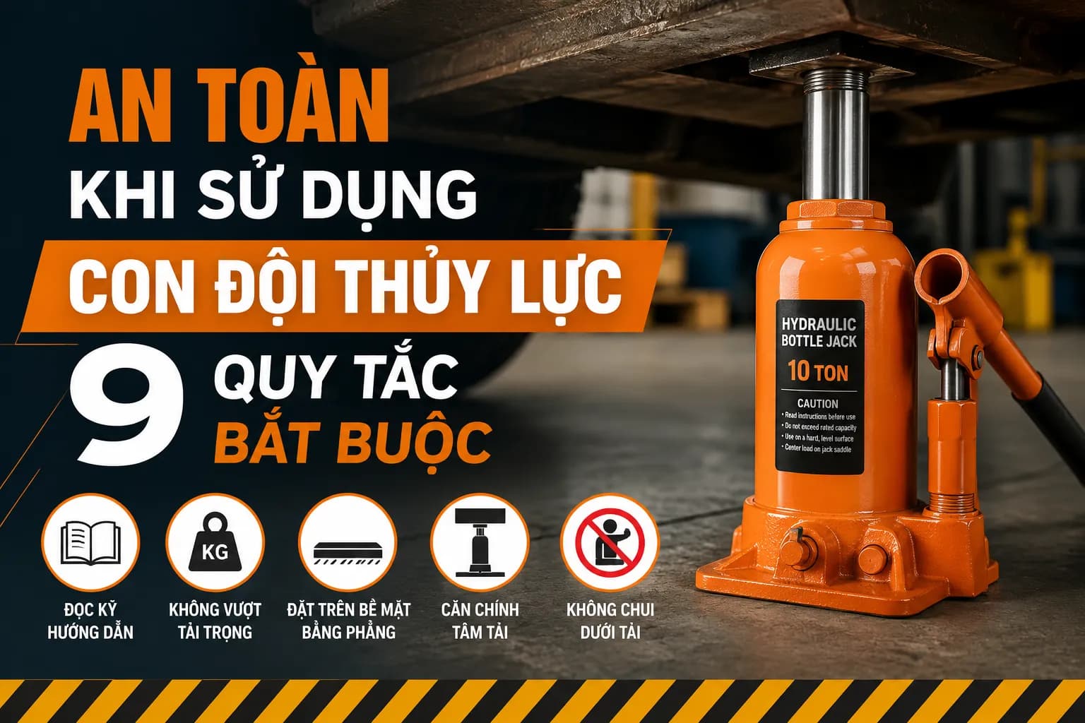 An Toàn Khi Sử Dụng Con Đội Thủy Lực: 9 Quy Tắc Bắt Buộc