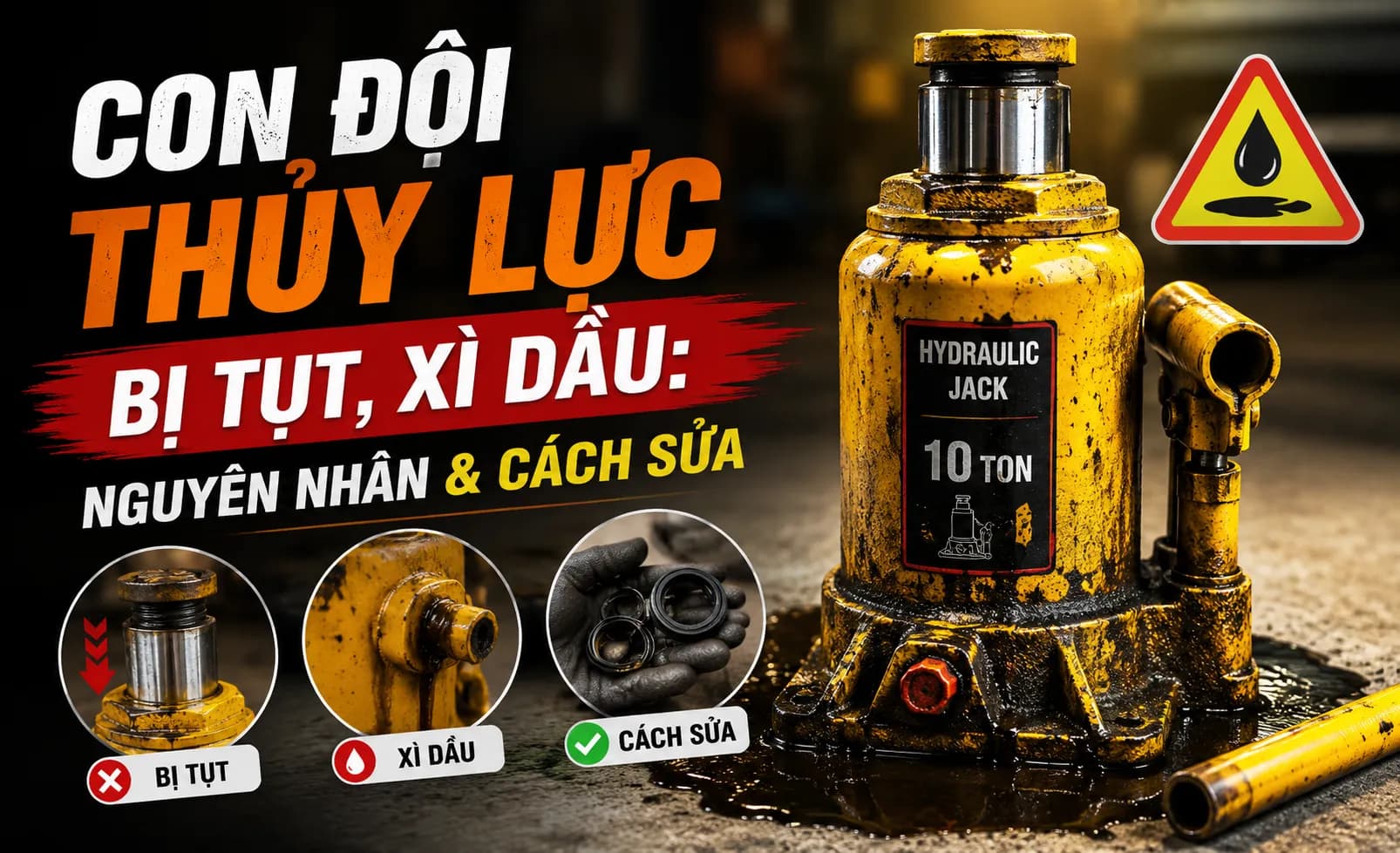 Con Đội Thủy Lực Bị Tụt, Xì Dầu: Nguyên Nhân & Cách Sửa