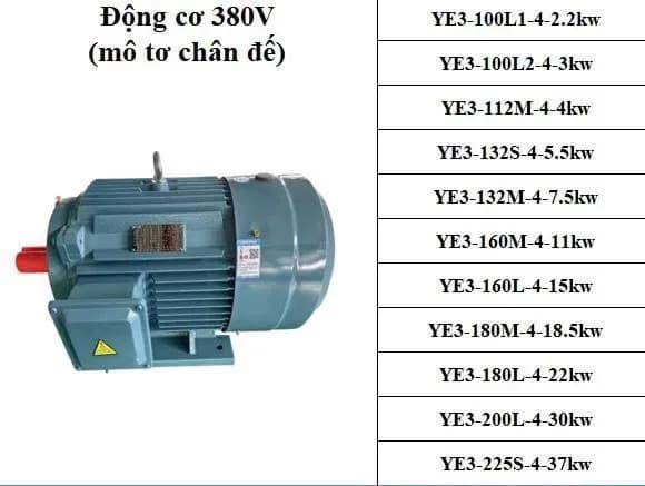 Động cơ 380V (mô tơ chân đế) YE3-112M-4-4kw