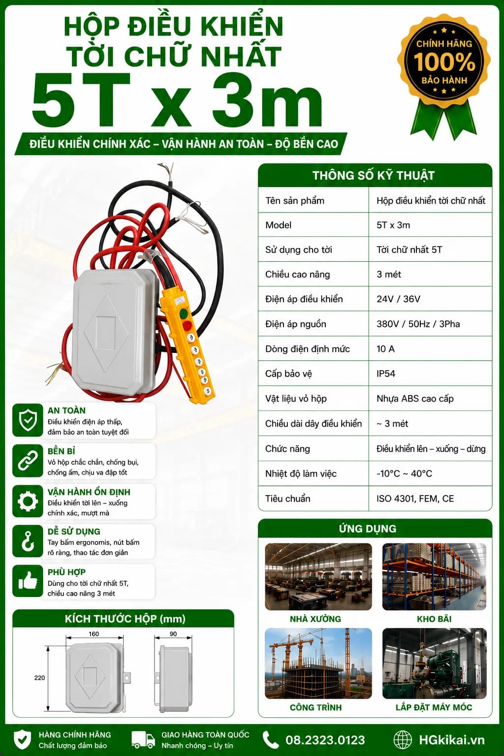 Hộp điều khiển tời chữ nhất 5Tx3m