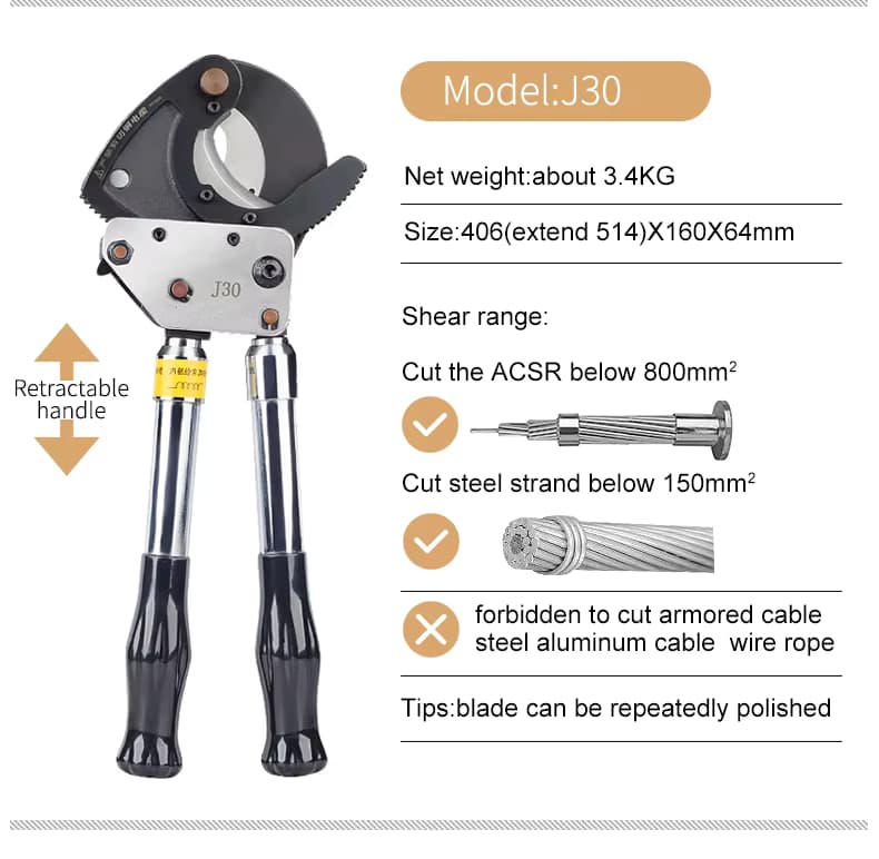 Kìm cắt cáp nhông J30 