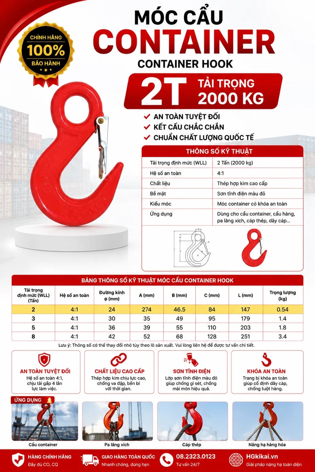 Móc cẩu container 2T