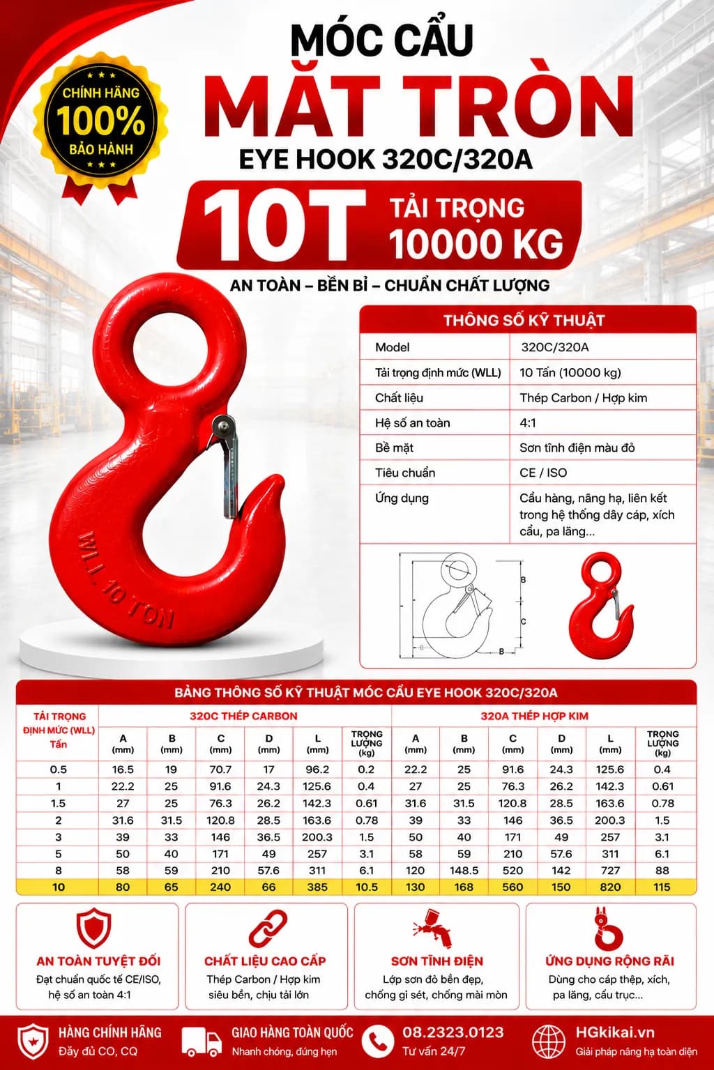 Móc cẩu mắt tròn 10T
