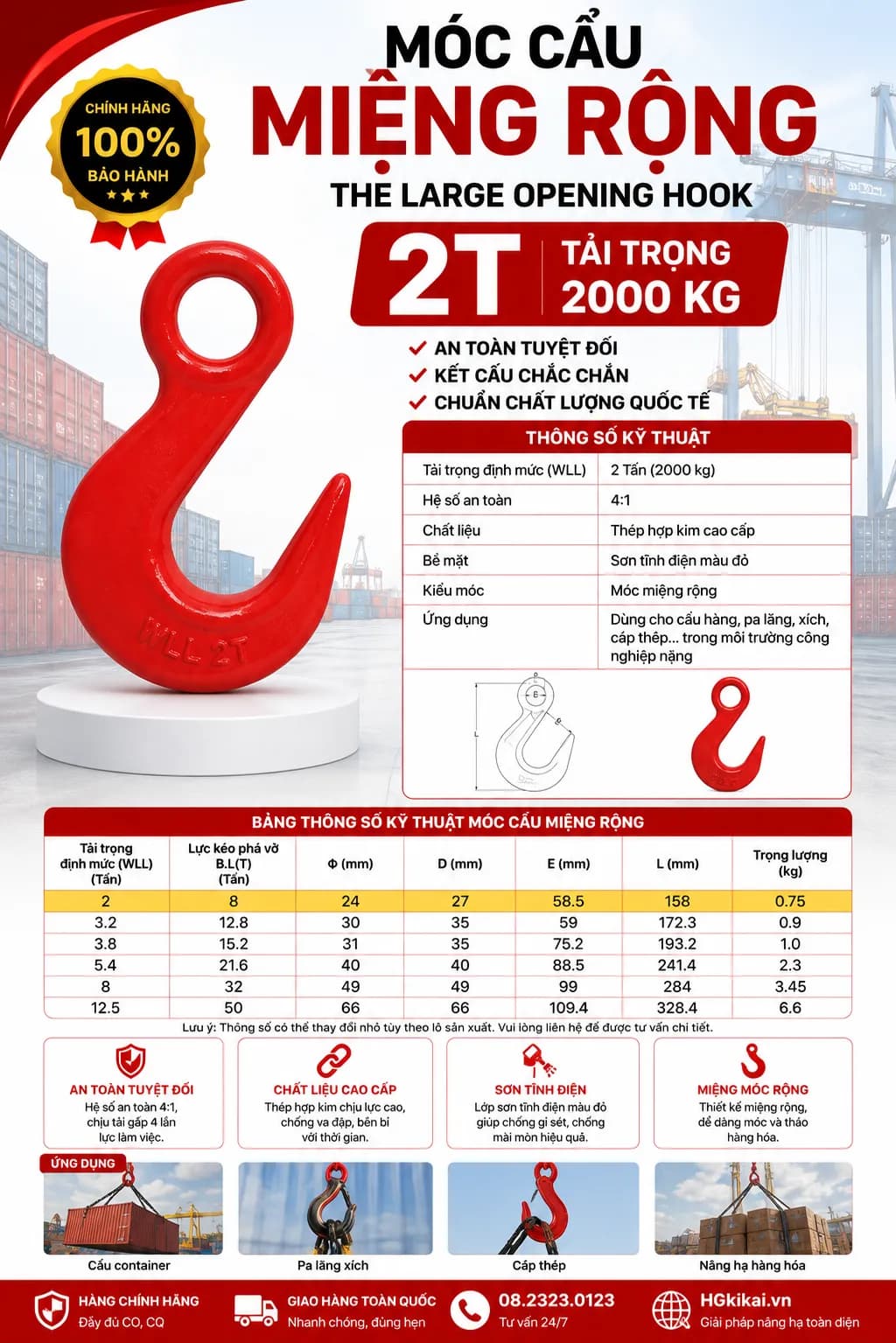 Móc cẩu miệng rộng 2T
