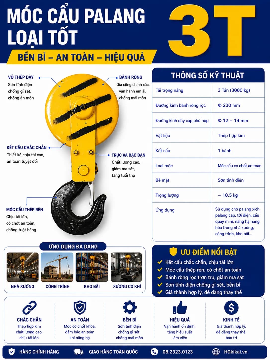 Móc cẩu Palang loại tốt 3T