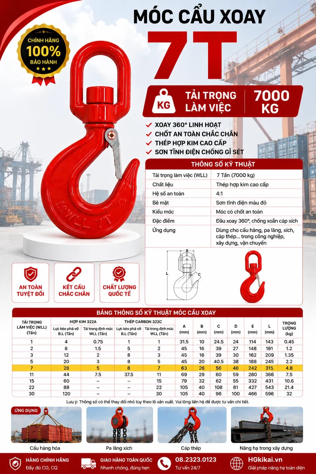Móc cẩu xoay 7T