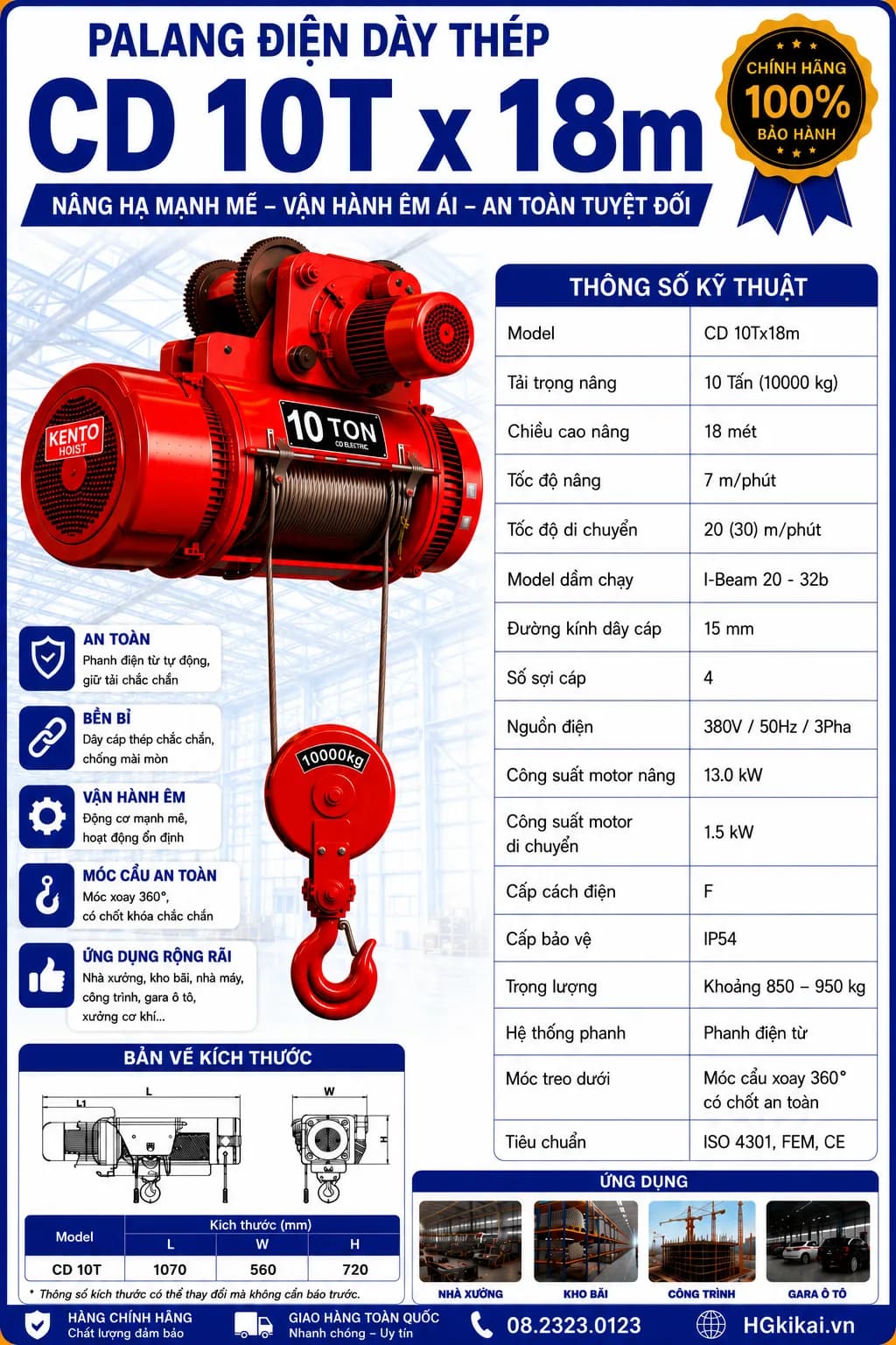 Palang điện CD 10Tx18m