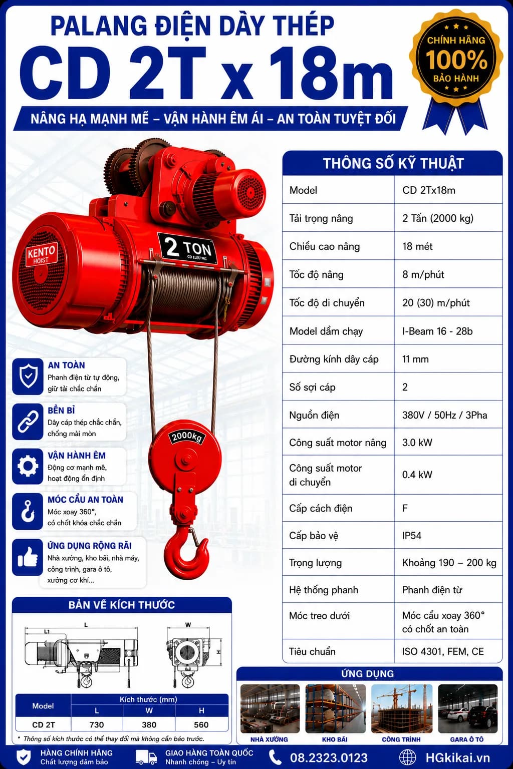 Palang điện CD 2Tx18m