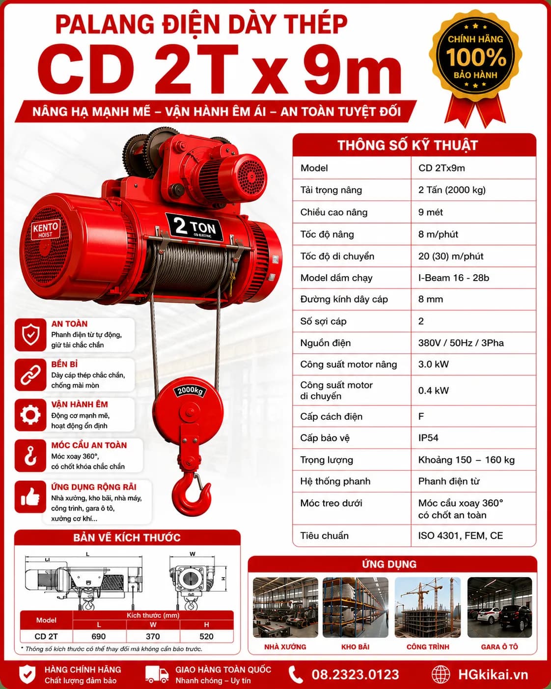 Palang điện CD 2Tx9m