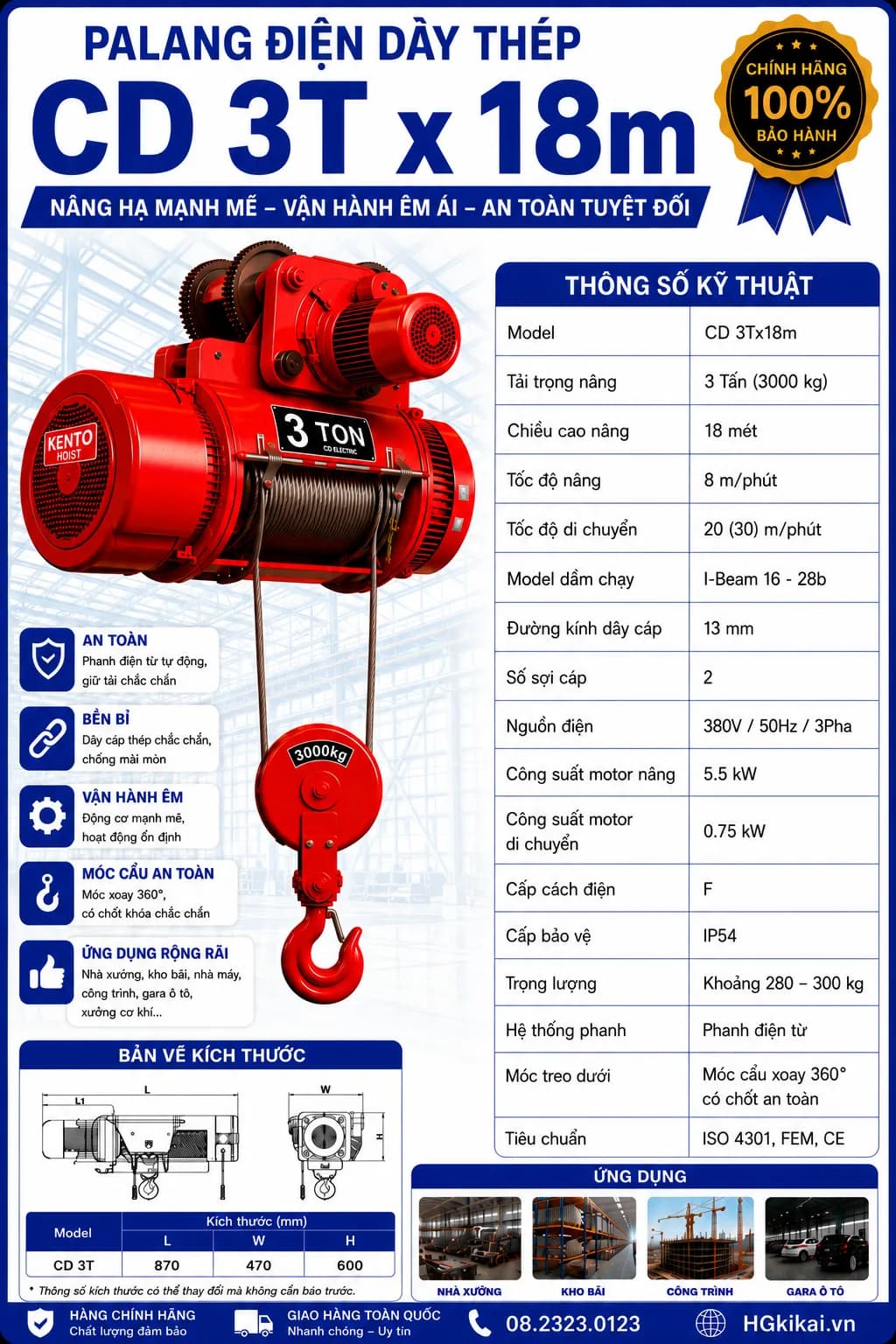 Palang điện CD 3Tx18m