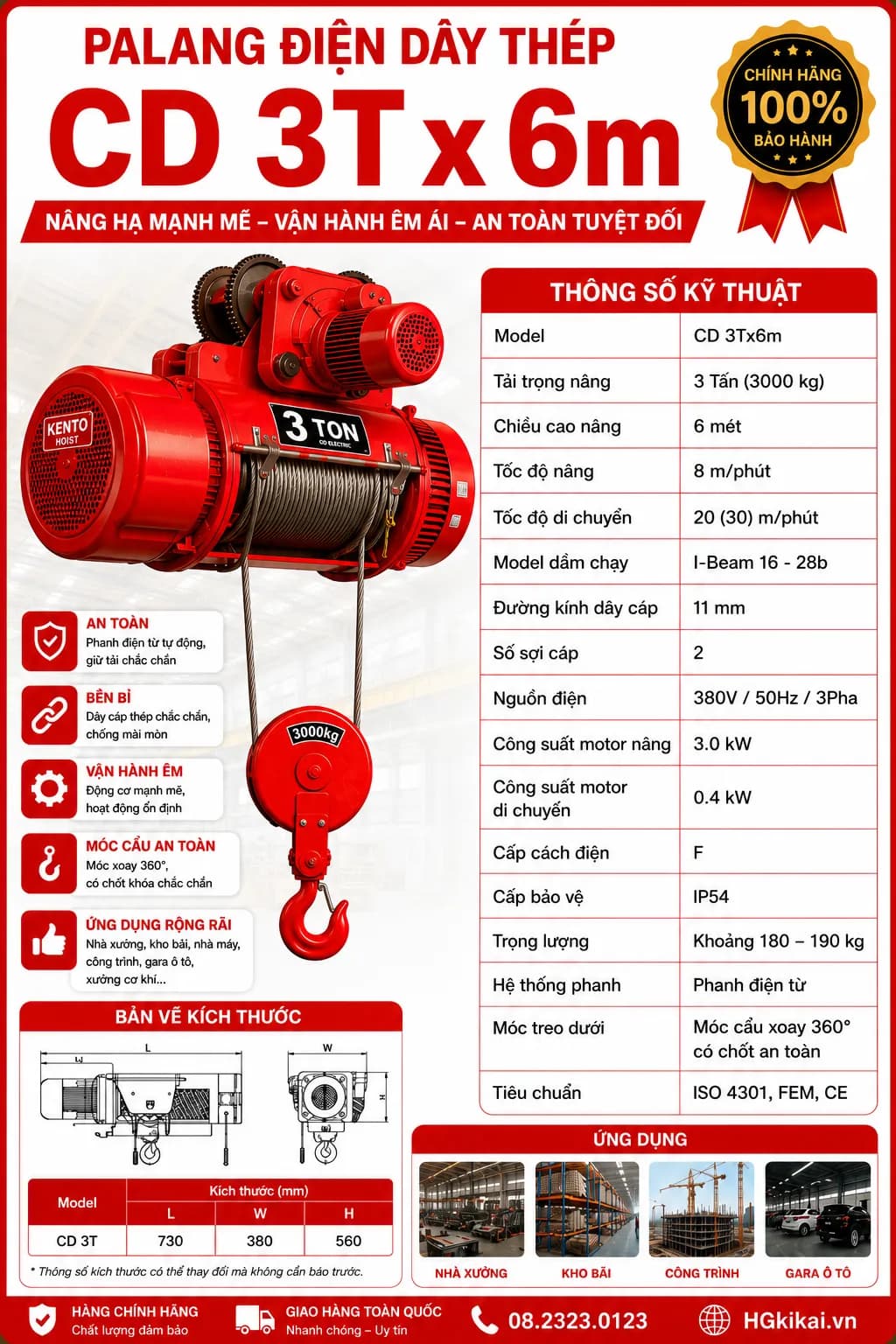 Palang điện CD 3Tx6m