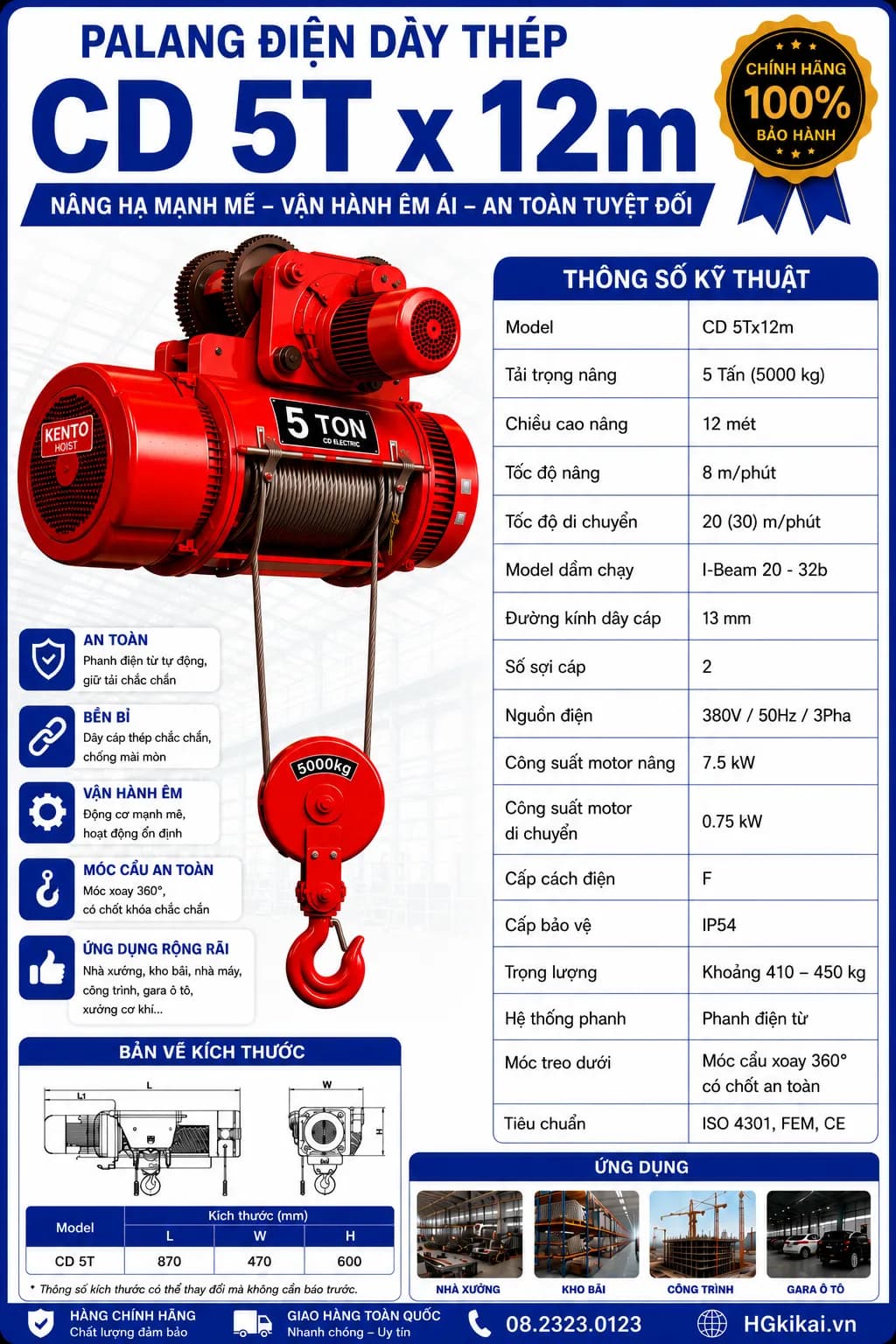 Palang điện CD 5Tx12m