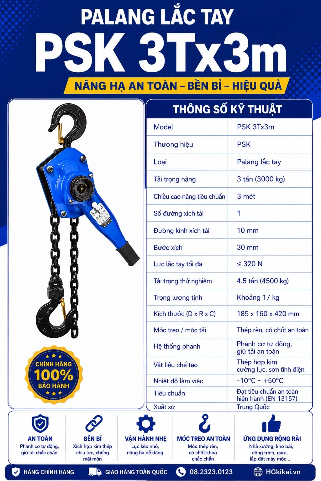 Palang lắc tay PSK 3Tx3m