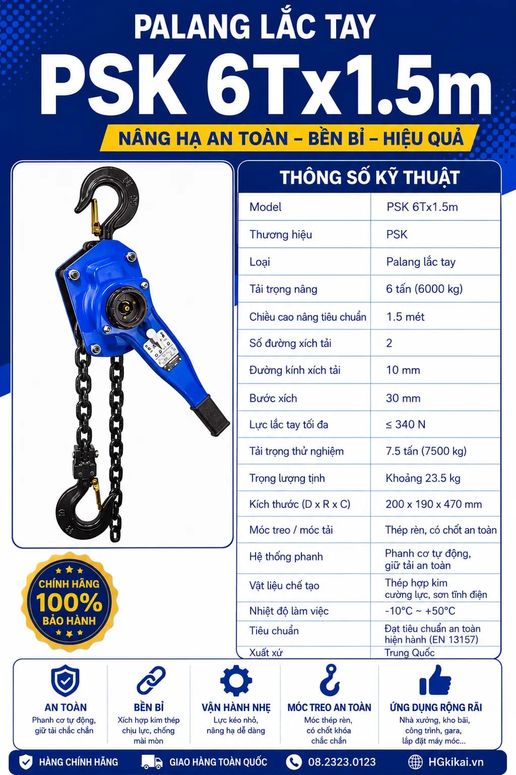 Palang lắc tay PSK 6Tx1.5m