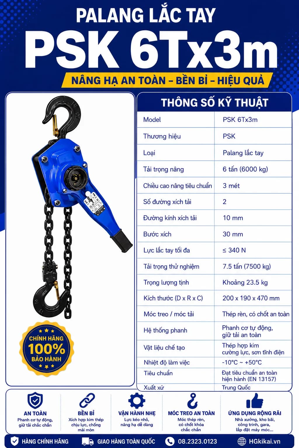 Palang lắc tay PSK 6Tx3m