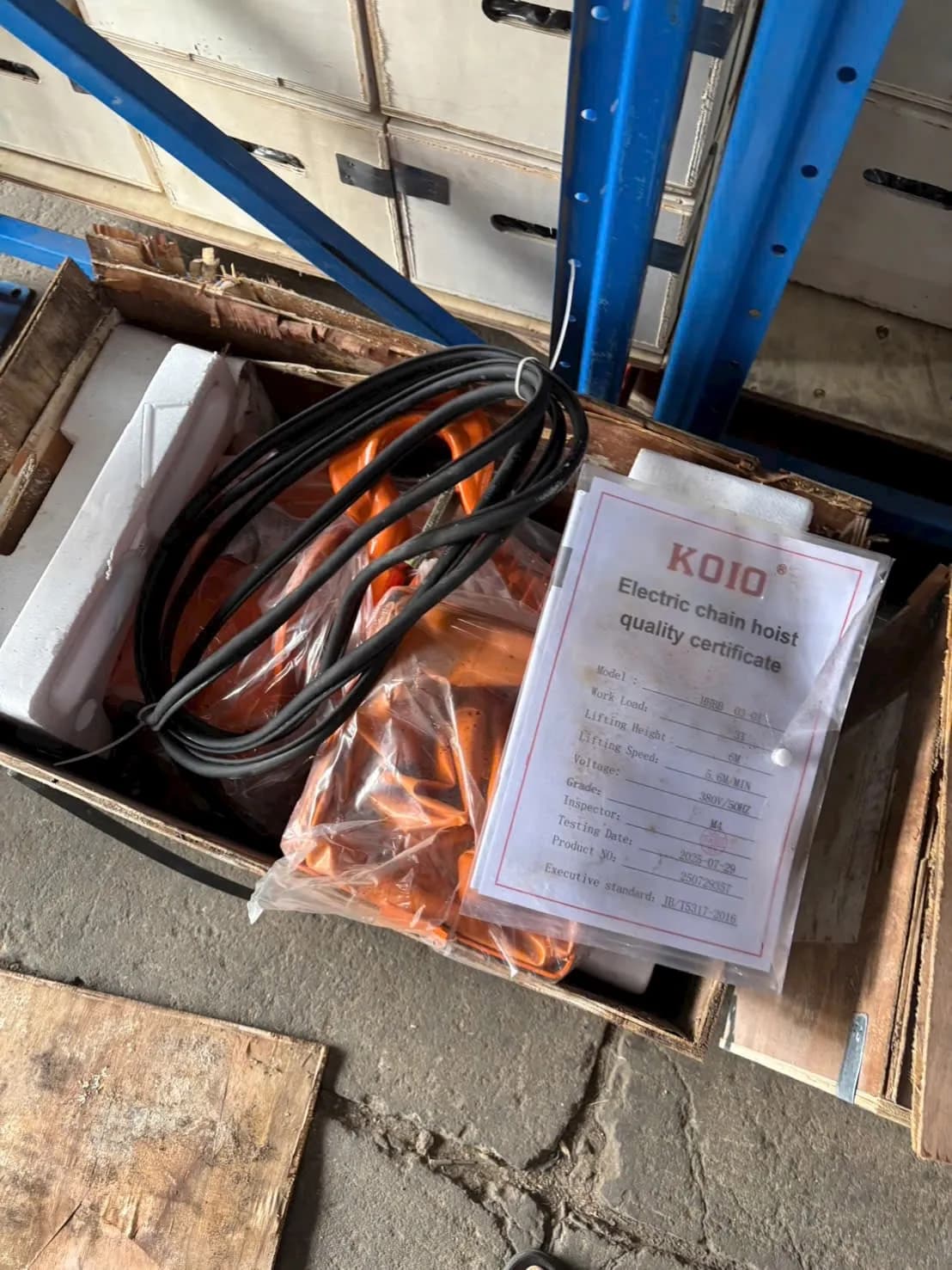 Palang xích điện KOIO di chuyển 2Tx9m