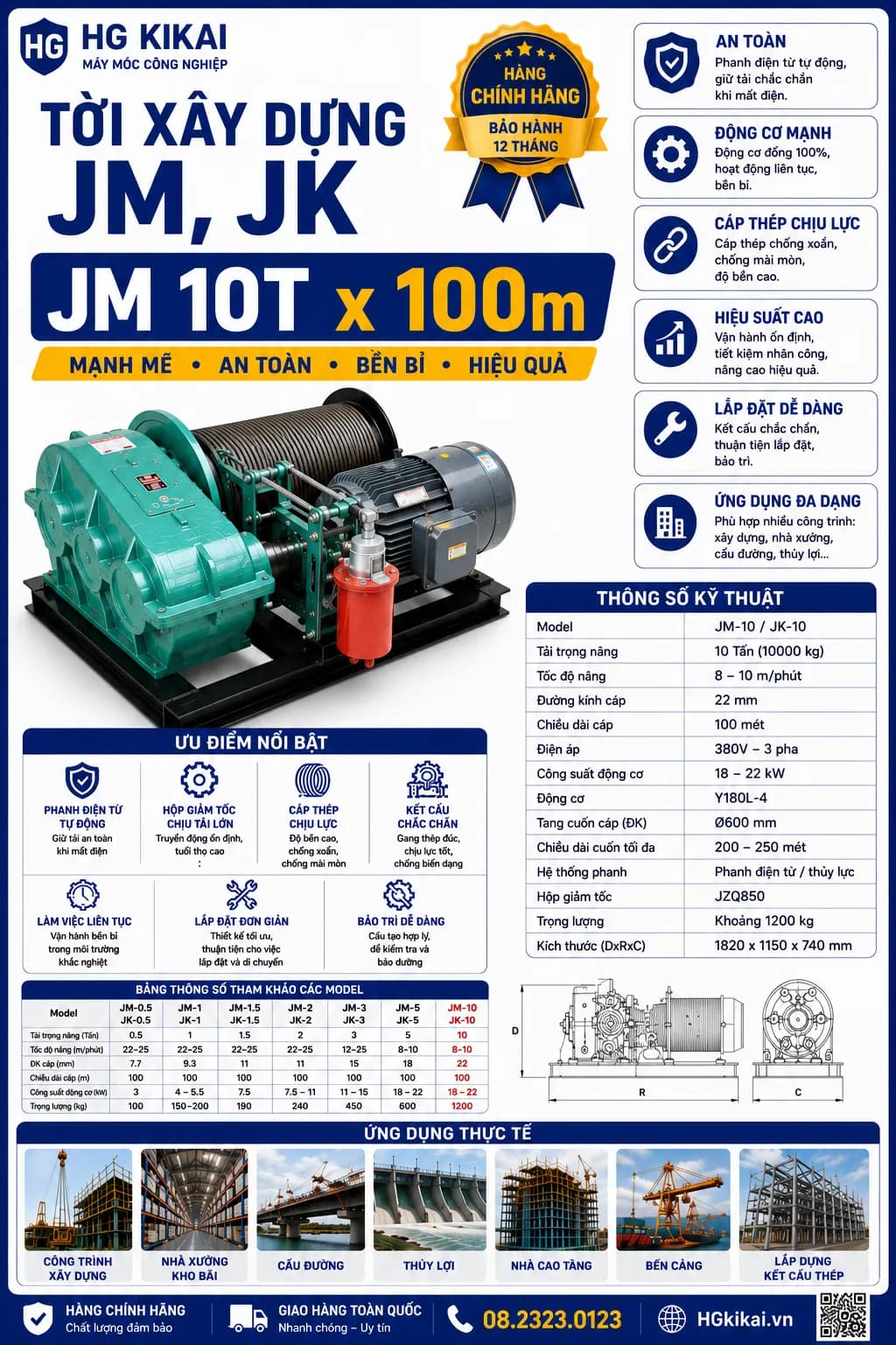 Tời xây dựng JM, JK JM 10T