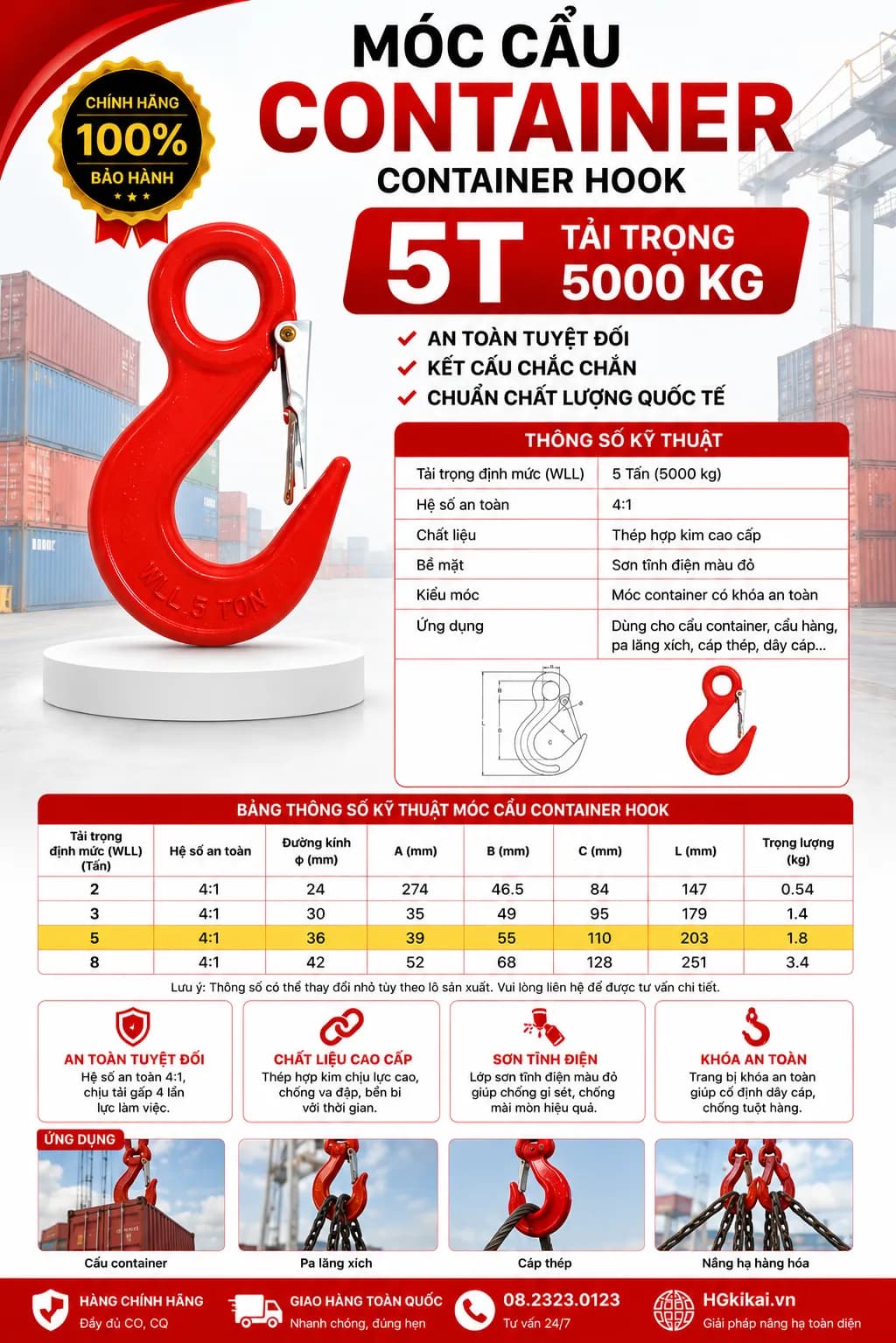 Móc cẩu container 5T